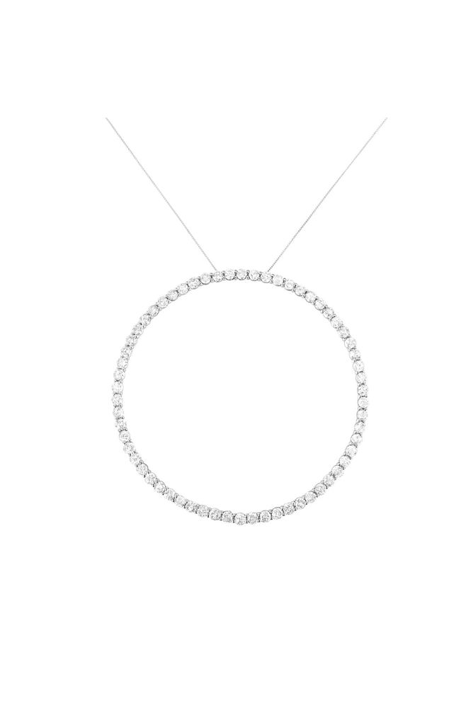 5.0 Cttw Prong Set Round-cut Diamond Open Circle Hoop Necklace